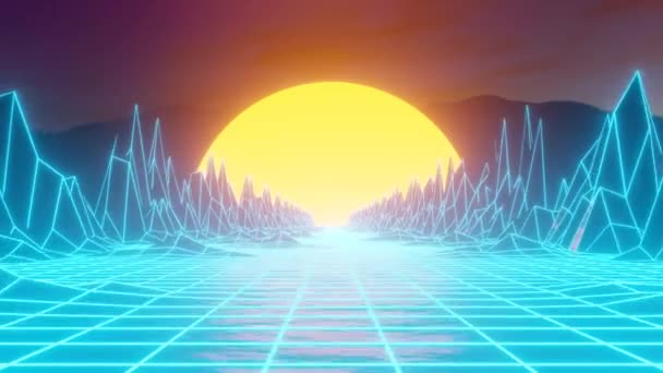 80Er Jahre Szene Synthwave Und Retrowave Musik Disco Hintergrund Futuristische — Stockvideo