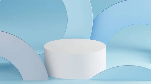 Tausta Sininen Renderöinti Marmori Korokkeella Minimaalinen Sininen Seinä Kohtaus Käyrä — kuvapankkivalokuva