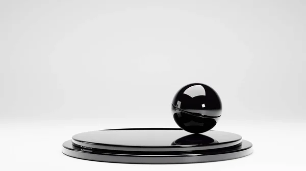 Piano Black Podium Trendy Abstrakt Sphere Ball Luxury Minimal Concept – stockfoto