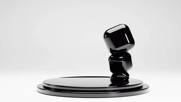 Piano Black Podium Trendy Abstrakt Cube Luxury Minimal Concept Render – stockfoto