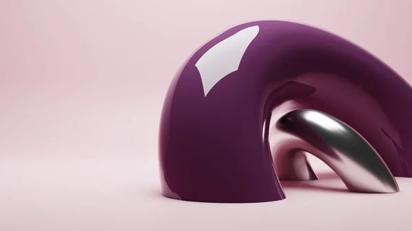 Модный Минимальный Абстрактный Круг Фиолетовый Металлический Цвет Рендеринг Иллюстрации — стоковое фото