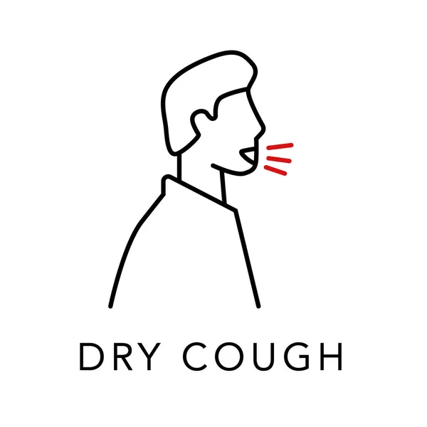 Corona Symptoms Dry Cough Line Icon Vector Symbol — Stock Vector