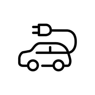 elektrikli araba çevre dostu çizgi vektör sembolü