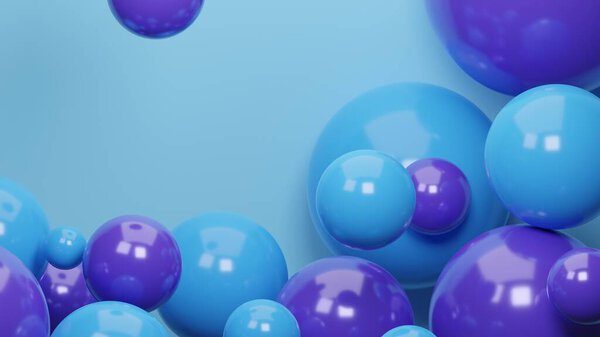 Abstract Background Dynamic Spheres Plastic Pastel Purple Blue Bubbles Render Stock Photo