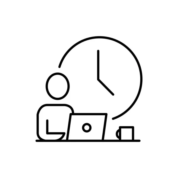 Home Office Time Management Lijn Pictogram Vector Symbool — Stockvector