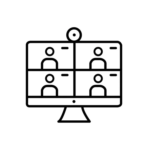 กษณ เวกเตอร ไอคอนบรรท ดการประช มออนไลน — ภาพเวกเตอร์สต็อก