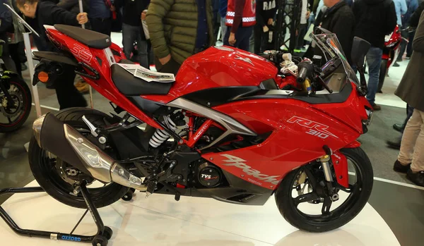 Istanbul Turquia Fevereiro 2018 Tvs Apache 310 Exibição Motobike Istambul — Fotografia de Stock