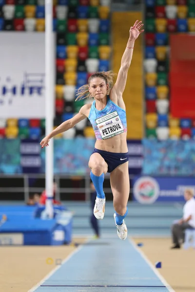 Istanbul Turquia Fevereiro 2018 Atleta Gabriela Petrova Salto Triplo Durante — Fotografia de Stock