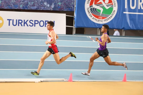 Istanbul Türkiye Şubat 2018 Istanbul Kupası Kapalı Atletizm Sırasında Çalışan — Stok fotoğraf