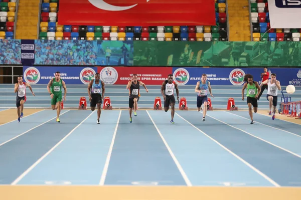 Istanbul Turquie Février 2018 Les Athlètes Courent Mètres Lors Coupe — Photo