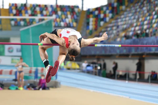 Istanbul Turquia Fevereiro 2018 Atleta Indefinido Salto Altura Durante Copa — Fotografia de Stock