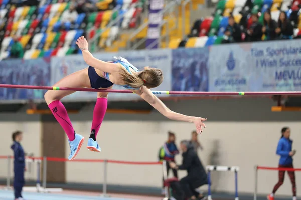 Istanbul Turquia Fevereiro 2018 Atleta Indefinido Salto Altura Durante Copa — Fotografia de Stock