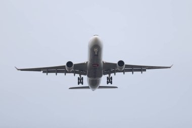 Istanbul, Türkiye - 03 Şubat 2018: Türk Hava Yolları'nın Airbus A330-Istanbul Atatürk Havaalanına iniş 302 (Cn 1499). Senin 328 filo büyüklüğü ve 302 hedefleri Türkiye'nin bayrak taşıyıcı