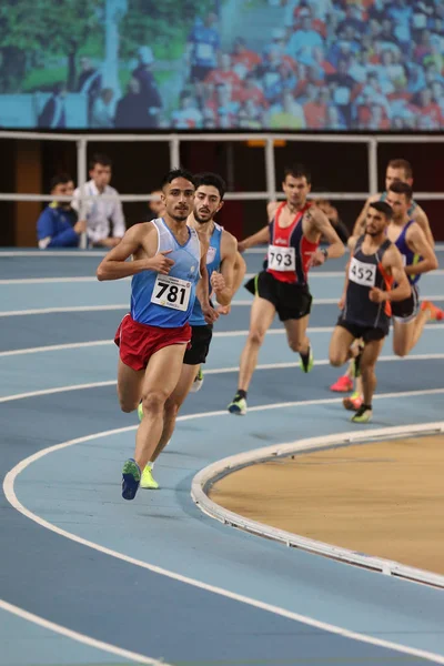 Istanbul Turquía Febrero 2018 Atletas Corriendo Durante Campeonato Turco Atletismo —  Fotos de Stock