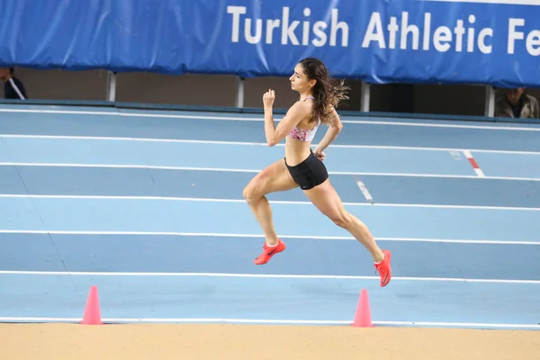 Istanbul Turquia Fevereiro 2018 Atleta Indefinido Correndo Durante Campeonato Turco — Fotografia de Stock