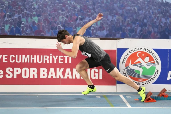 Istanbul Turquía Febrero 2018 Atleta Indefinido Corriendo Durante Campeonato Turco —  Fotos de Stock