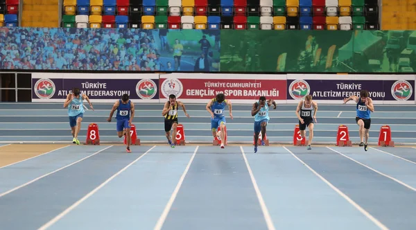 Istanbul Türkei Februar 2018 Athleten Laufen Meter Bei Türkischen Hallen — Stockfoto