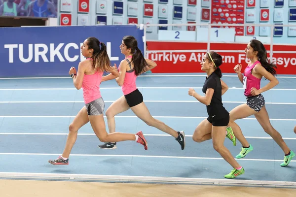 Istanbul Turkey February 2018 Athletes Running Turkcell Turkish Indoor Athletics — Stock Photo, Image