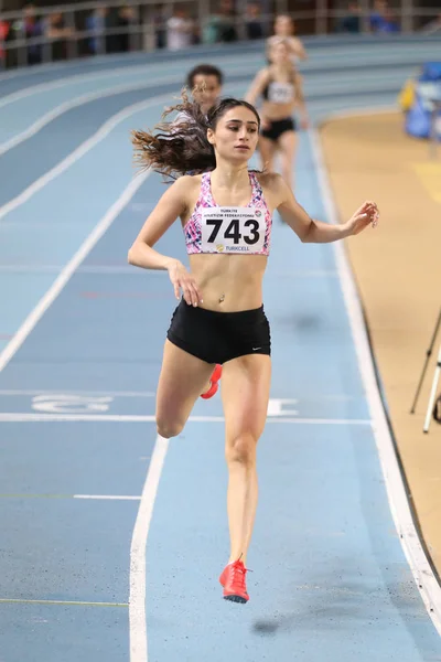 Istanbul Turquía Febrero 2018 Atletas Corriendo Durante Campeonato Turco Atletismo — Foto de Stock