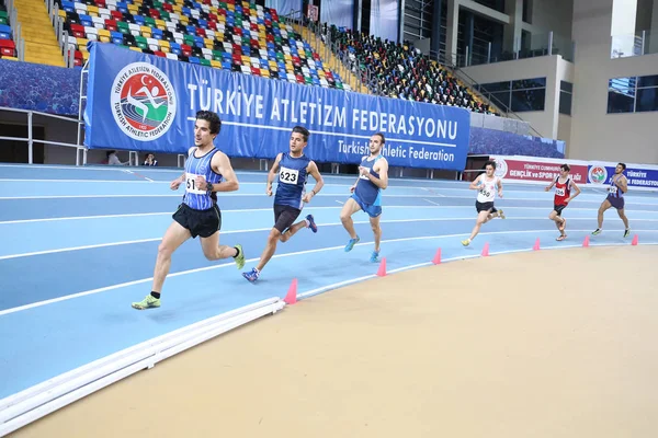 Istanbul Turkey February 2018 Athletes Running Turkcell Turkish Indoor Athletics — Stock Photo, Image