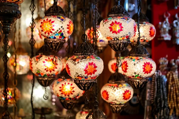 Colorati Laterni Turchi Grand Bazaar Istanbul Turchia — Foto Stock