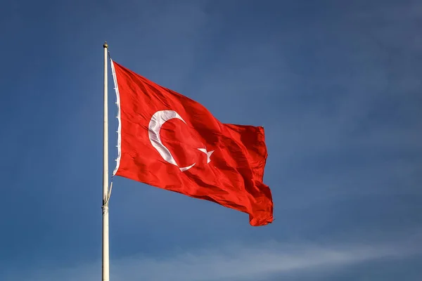 Kırmızı Beyaz Türk Bayrağı Ile Yıldız — Stok fotoğraf