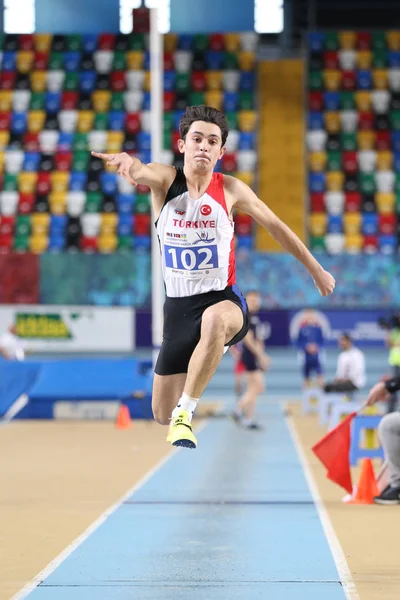 Istanbul Turquia Março 2018 Atleta Indefinido Salto Triplo Durante International — Fotografia de Stock