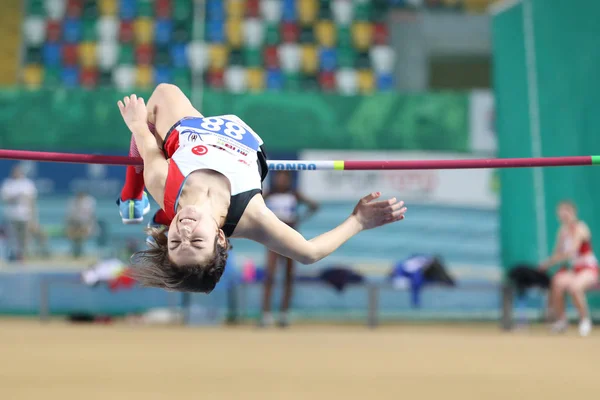 Istanbul Türkei März 2018 Undefinierter Athlet Hochsprung Bei Internationalem U18 — Stockfoto