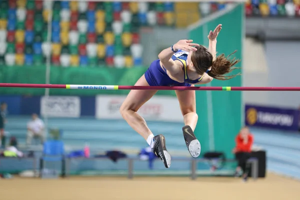 Istanbul Turquia Março 2018 Atleta Indefinido Pulando Altura Durante International — Fotografia de Stock