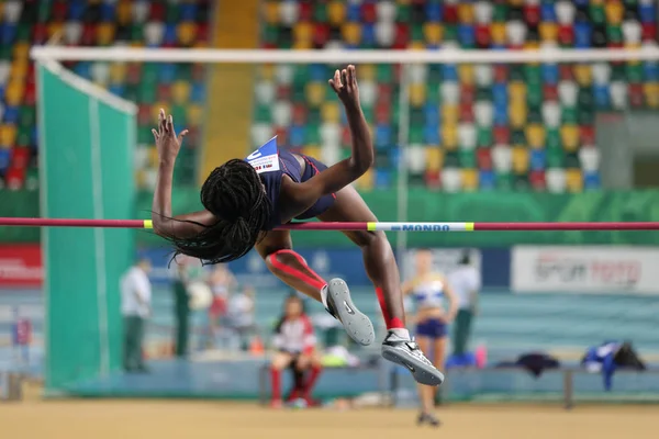 Istanbul Turkiet Mars 2018 Odefinierad Idrottsman Hög Hoppning Internationella U18 — Stockfoto