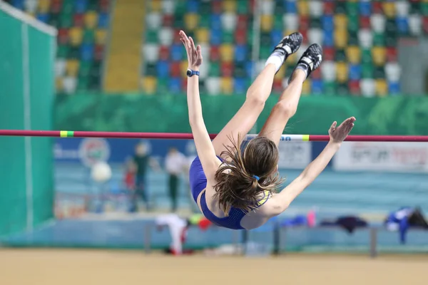 Istanbul Türkei März 2018 Undefinierter Athlet Hochsprung Bei Internationalem U18 — Stockfoto