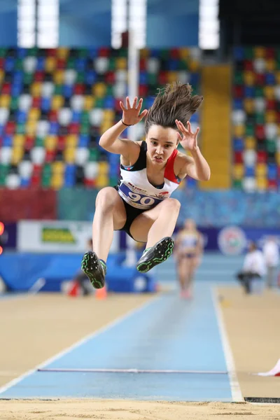 Istanbul Turkiet Mars 2018 Odefinierad Idrottsman Lång Hoppning Internationella U18 — Stockfoto