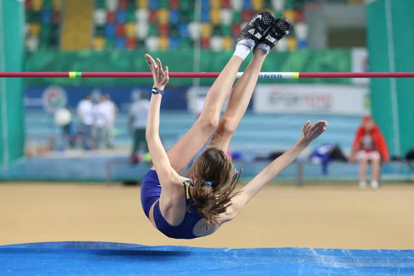 Istanbul Türkei März 2018 Undefinierter Athlet Hochsprung Bei Internationalem U18 — Stockfoto