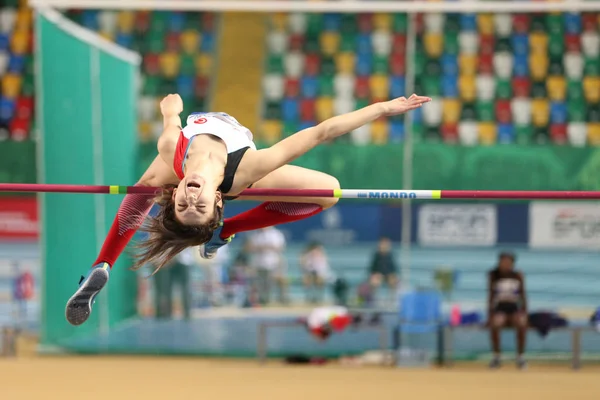 Istanbul Turquia Março 2018 Atleta Indefinido Pulando Altura Durante International — Fotografia de Stock