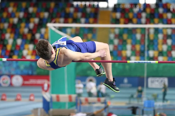 Istanbul Turquia Março 2018 Atleta Indefinido Pulando Altura Durante International — Fotografia de Stock