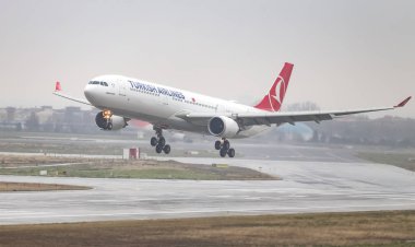 Istanbul, Türkiye - 04 Mart 2018: Türk Hava Yolları'nın Airbus A330-Istanbul Atatürk Havaalanına iniş 203 (Cn 774). Senin 328 filo büyüklüğü ve 302 hedefleri Türkiye'nin bayrak taşıyıcı