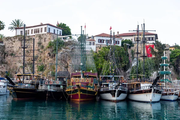 Båtar Gamla Hamnen Antalya City Turkiet — Stockfoto