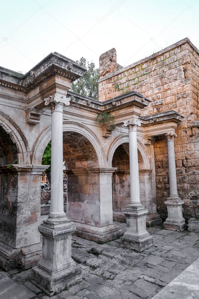 Ancient Hadrians Gate in Antalya City, Turkey