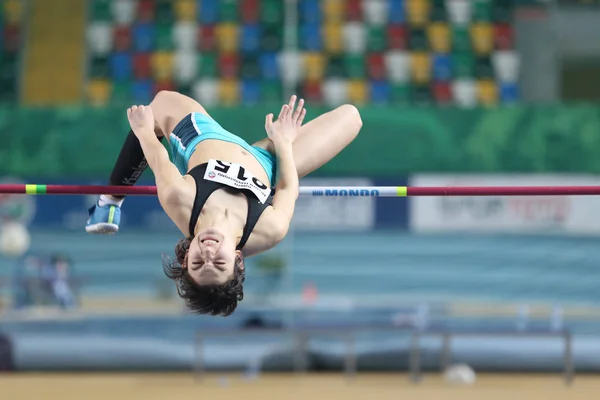 Istanbul Turquia Março 2018 Atleta Indefinido Salto Altura Durante Competições — Fotografia de Stock