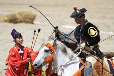 Istanbul, Türkiye - 12 Mayıs 2018: Japon Yabusame gösteri sırasında Etnospor Kültür Festivali