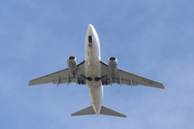 Istanbul, Türkiye - 10 Mart 2018: Air Algerie Boeing 737 - 6d 6 (Cn 30211) Istanbul Atatürk Havaalanına iniş. Cezayir Ulusal havayoludur 59 filo büyüklüğü ve 69 hedefleri Air Algerie