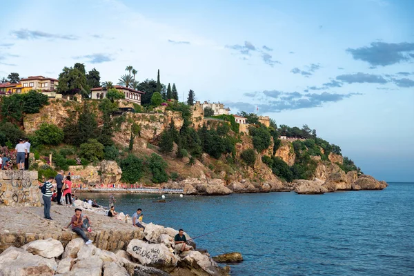 Antalya Turkije Mei 2018 Mensen Plezier Hebben Oude Haven Van — Stockfoto