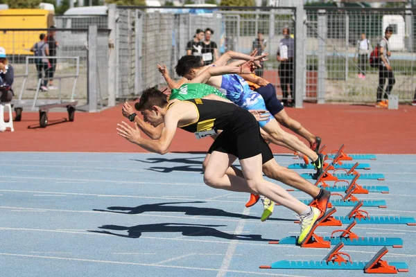 Istanbul Turecko Červen 2018 Sportovci Běh 100 Metrů Během Turecké — Stock fotografie