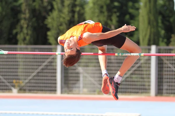 Istanbul Turquia Junho 2018 Atleta Indefinido Salto Altura Durante Campeonato — Fotografia de Stock