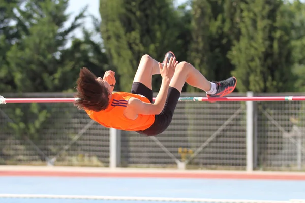 Istanbul Turkey June 2018 Undefined Athlete High Jumping Turkish Athletics — Stock Photo, Image