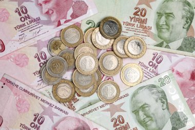 Çeşitli Türk Lirası banknot ve madeni paralar Grup