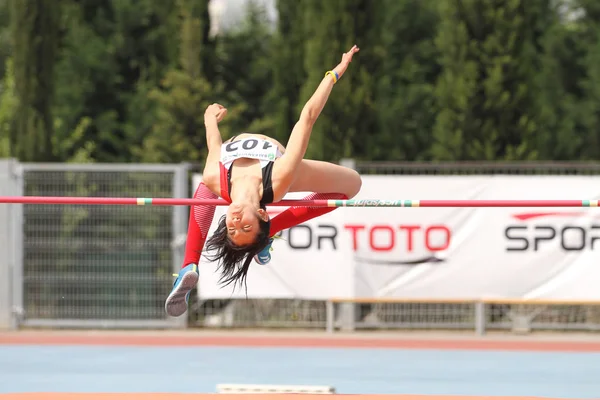 Istanbul Turchia Giugno 2018 Atleta Indefinito Salto Alto Durante Campionati — Foto Stock