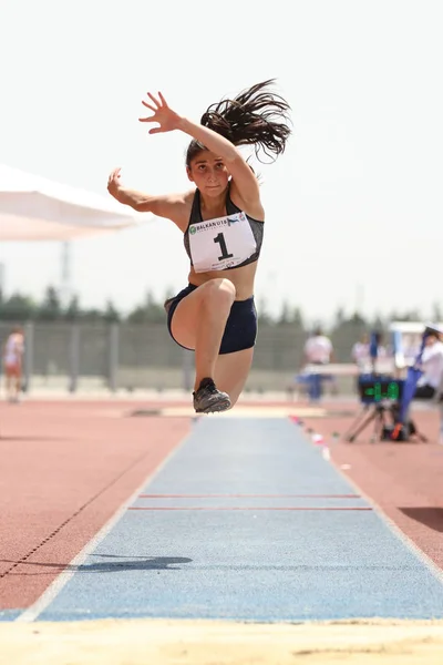 Istanbul Turchia Giugno 2018 Atleta Indefinito Triplo Salto Durante Campionati — Foto Stock