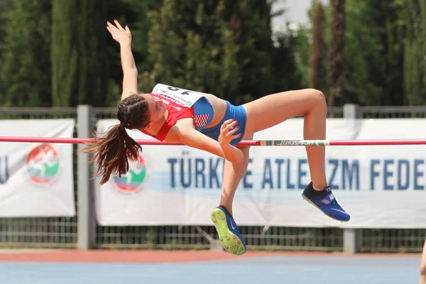 Istanbul Turecko Června 2018 Nedefinovaný Sportovec Vysoké Skoky Během Balkánských — Stock fotografie