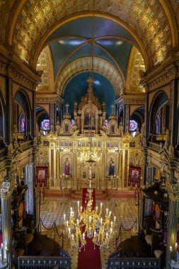 Istanbul, Türkiye - 03 Haziran 2018: İç Bulgar St Stephen Kilisesi. Kilise 1870 yılında inşa edildi.